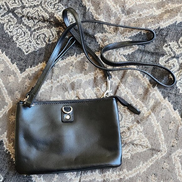GAP Black Leather Crossbody Mini Shoulder Bag - Picture 7 of 15
